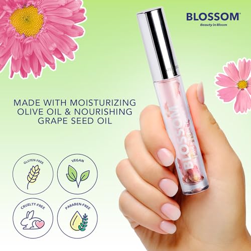 Blossom Lip Gloss & Oil with Olive Oil, Real Flowers, Watermelon