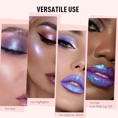 Blue Holographic Glitter Lipstick - Long Lasting Metallic Shimmer