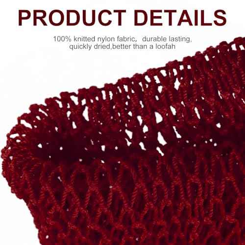 Geiserailie African Net Sponge Long Bathing Net Shower Body Scrubber Back Scrubber Skin Smoother Bathing Sponge for Daily Use or Stocking Stuffer(Wine Red)