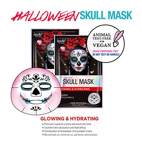 Epielle Halloween Character Sheet Masks - Clown Mask, Skull Mask - Korean Beauty Masks For All Skin Types Purifying & Soothing Facial Masks (4pk)