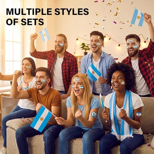 Argentina Flag Face Stickers - 16 Temporary Tattoos for Fans