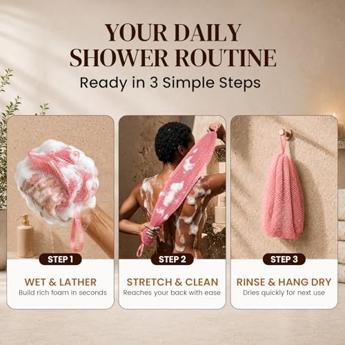 4 Pack African Net Sponge Exfoliating Washcloth, 45" Stretch