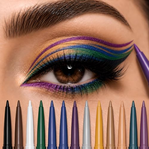 12 Shade Waterproof Eyeliner Pencil Set