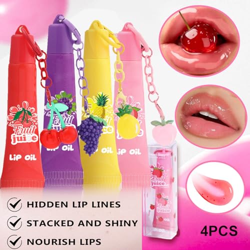 Hydrating Lip Gloss Keychain Set - 4 Colors High Shine
