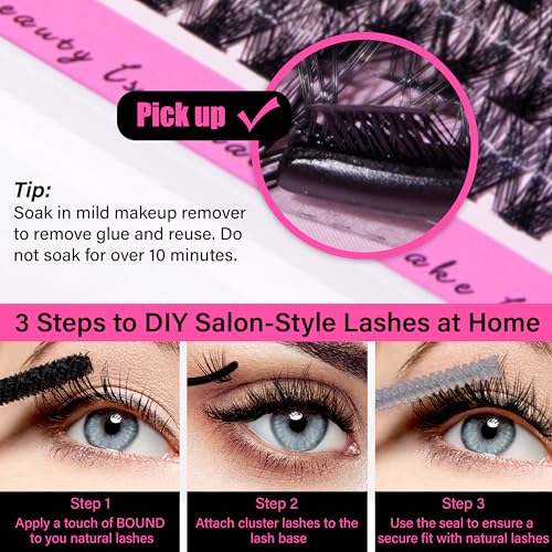 DIY Lash Extension Kit 120pcs Faux Mink Clusters 12-17mm