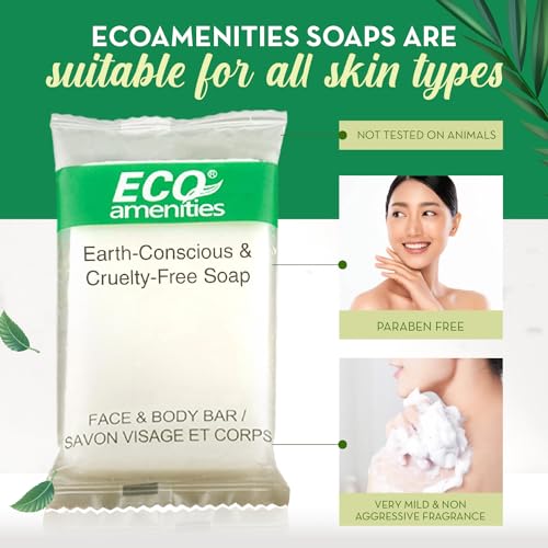 ECO Amenities Travel Size Bar Soap - 400 PACK, 0.5 oz Mini Soap Bars, Hotel Soap Bars, Travel Size Toiletries - Individually Wrapped Bulk Soap Bar, Small Hotel Soaps for BNBs, VRBO, Inns and Hotels