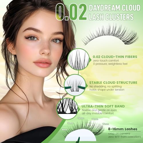 KEYYOU 0.02mm Natural Lash Clusters - 120 Pcs Wispy Extensions