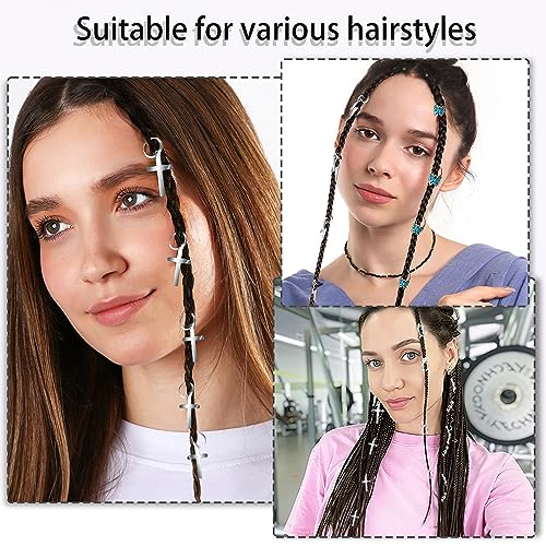 Puniae Clip in Braided Hair Extensions 8 Pcs 20" Box Braids Extensions Synthetic Hairpieces for Women Daily Wear Natural Balck