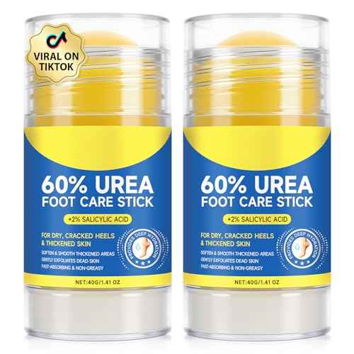 60% Urea Foot Cream Stick with 2% Salicylic Acid,Foot Care Cream Moisturizer for Dry Cracked Feet, Knees, Elbows, Hands,Moisturizes and Hydrates the Dry Skin,Callus Remover&Soften Dead Skin (2)