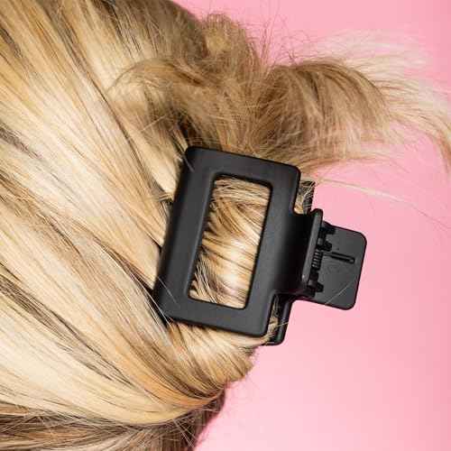 Gimme Beauty Fine Hair Extra Grip More Teeth Clip - Extra Teeth Design for Strong Hold - No-Slide Accessories for Thin, Fine Hair - Durable Square Claw Clips for Everyday Use - Black & Tan