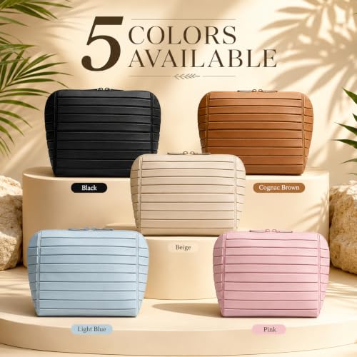 Travel Makeup Bag with Stand-Up Design, 27 Pockets