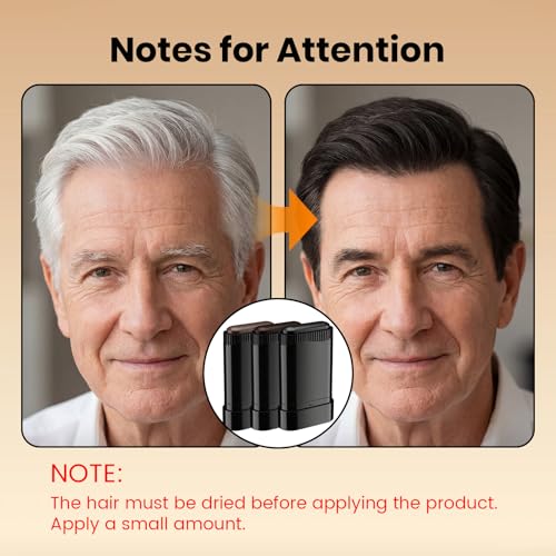 Hair Color Stick with Built-in Comb - Temporary Gray Root Touch-Up Pen, 3-Pack