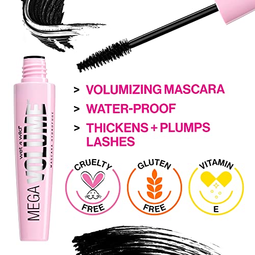 wet n wild Mega Volume Waterproof Mascara, Very Black, 0.21 Ounce,C157A (Pack of 2)