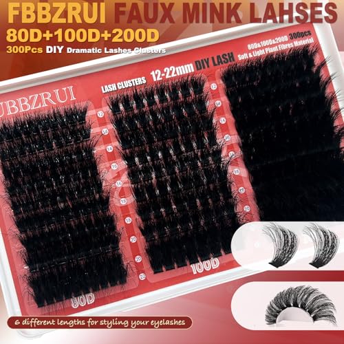 Fluffy D Curl Lash Clusters 12-22mm Mega Volume DIY Extensions