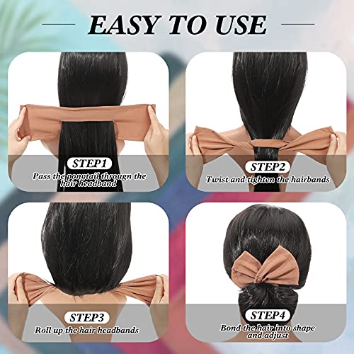 Hair Bun Maker Set - 4 Doughnut Donuts for Long Thick Hair