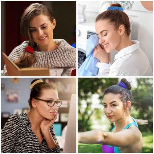 36 Pieces Super Stretchy Knit Cloth Hair Ties Scrunchies Ponytail Holders Wool Loop Hair Elastics Accessories for Women Girls Teens Kids