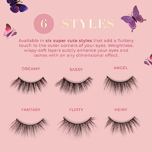 Lilly Lashes Butterfl'eyes Faux Mink Lashes, Half Lashes Natural Look & Feel, False & Reusable Eyelashes 20x, No Trimming + Easy to Apply, Round Style, Lash Glue not Included, 13mm (Sassy)