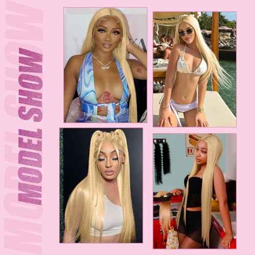 28 Inch 613 Lace Front Wig Human Hair Blonde 13X6 HD Transparent Lace Front Wigs Human Hair 220% Density Blonde Glueless Wigs 613 HD Straight Lace Frontal Wigs Pre Plucked