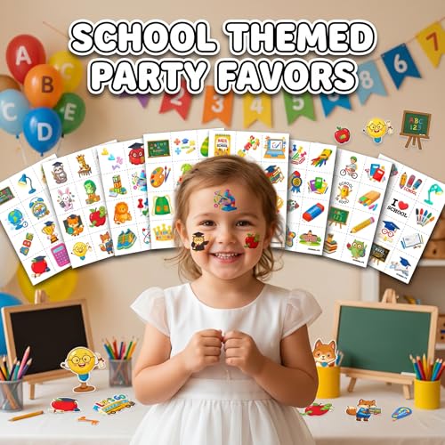 96 PCS Back to School Temporary Tattoos for Kids