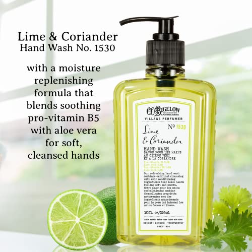 C.O. Bigelow Lime Coriander Hand Wash, Village Perfumer Liquid Hand Soap with Aloe Vera & B5, 10 Fl Oz