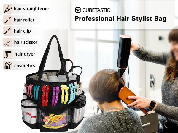 CUBETASTIC 2 Piece Set Hairstylist Traveling Bag, Large Capacity Hairdresser Barber Bag, Heat Resistant Hair Tools Travel Bag, Professional Makeup Organizer Bag, Waterproof Shower Toiletry Bag