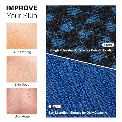 Yiclick Dual-Textured Exfoliating Washcloth - 35.4" Back Scrubber