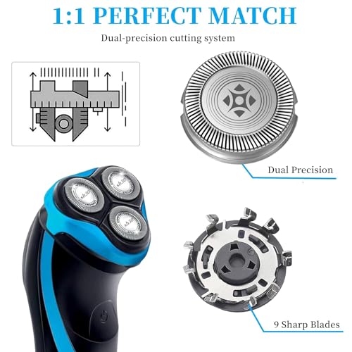 SH30 Replacement Heads Compatible with Shavers Series 3000 2000 1000 S738 S1560 Click and Style Shaver,SH30 Replacement Double Blades for Series 3000 Replacement Blades,3pcs.