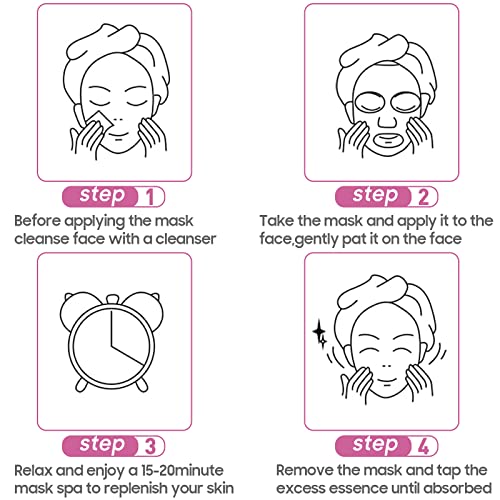 Jakuva 12PCS Deeply Moisturizing Facial Masks,Collagen Face Mask Facial Patches for Anti-Aging,Anti Wrinkle & Face Skincare,Firm Skin Softening Facial Pads,Rose Pink