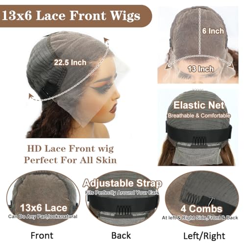 200% Density 30 Inch Chocolate Brown Human Hair Lace Front Wig