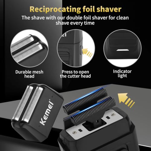 KEMEI 3-in-1 Cordless Hair Clippers Beard Trimmer Foil Shaver Set