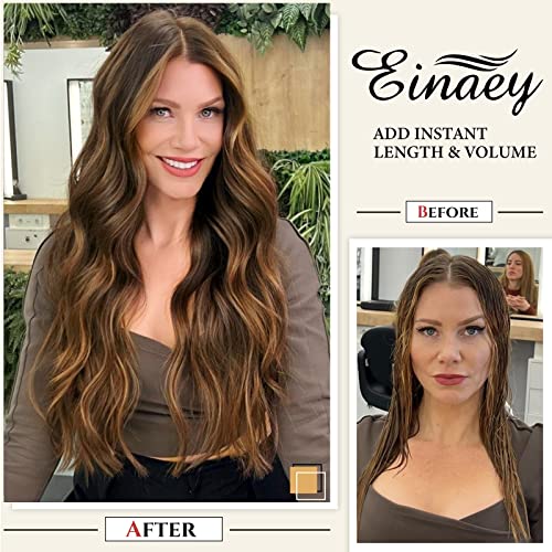 Clip in Hair Extensions - 4 Pieces of Soft, Natural, and Easy-to-Use Extensions with Long Wavy Hairpieces for Weddings, Costumes, and Daily Use