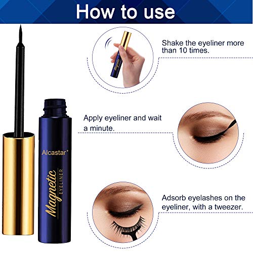 Alcastar Magnetic Eyelashes, Synthetic Fiber, Natural Look, Waterproof, No Glue Required (BA-Cat Eye10815)