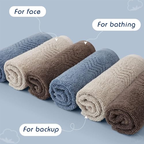 Cleanbear Towel Set, 6 Pack Wash Cloths for Showering and 4 Pack Hand Towels for Bathroom, Soft and Absorbent, Meet All Your Daily Needs