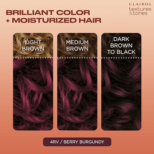 Clairol Textures & Tones Permanent Hair Dye, 4RV Berry Burgundy Hair Color, Pack of 1