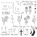 Realistic Temporary Tattoos: Quote, Word, Inspirational, Floral Bouquet, Wild Flower for Women