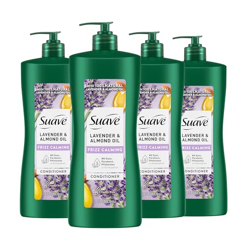 Suave Natural Lavender & Almond Oil Conditioner, Anti Frizz, No Dyes, No Parabens, No Phthalates, 28 oz Pack of 4