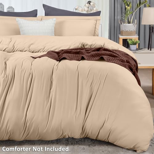 Utopia Bedding Duvet Cover King Size - 1 Duvet Cover with 2 Pillow Shams - 3 Pieces Bedding Duvet Cover with Zipper Closure - Soft Brushed Microfiber, 104 X 90 Inches (King, Beige)