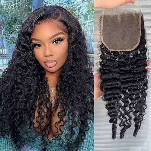 5x5 Burmese Curly Closure 100% Real Human Hair Curly 5x5 Transparent HD Lace Closure Natural Black 1B Color 18 Inch