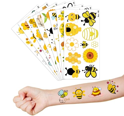 96 Pcs Cute Bee Temporary Tattoos for Kids - Waterproof