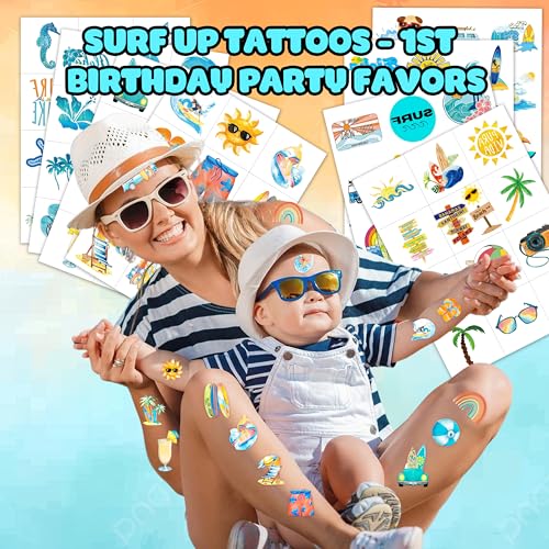 96-Piece Surf Temporary Tattoos Stickers - 1st Birthday Party Favors