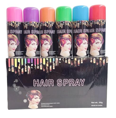 Temporary Hair Color Spray Bulk Case 24 Cans 6 Colors 3oz