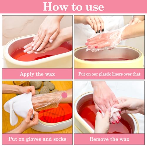 Disposable Paraffin Wax Bags for Hands & Feet - Clear, 400 Count with Stickers