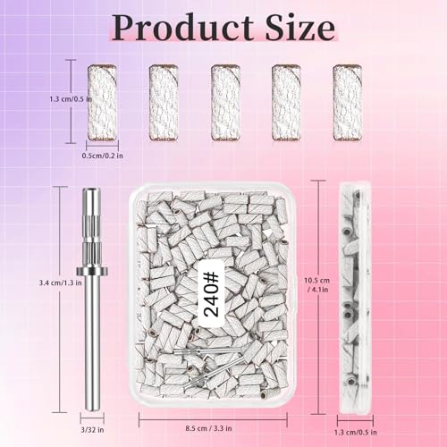 240 Grit Mini Sanding Bands for Nail Drill - 200 Pcs, Extra Fine