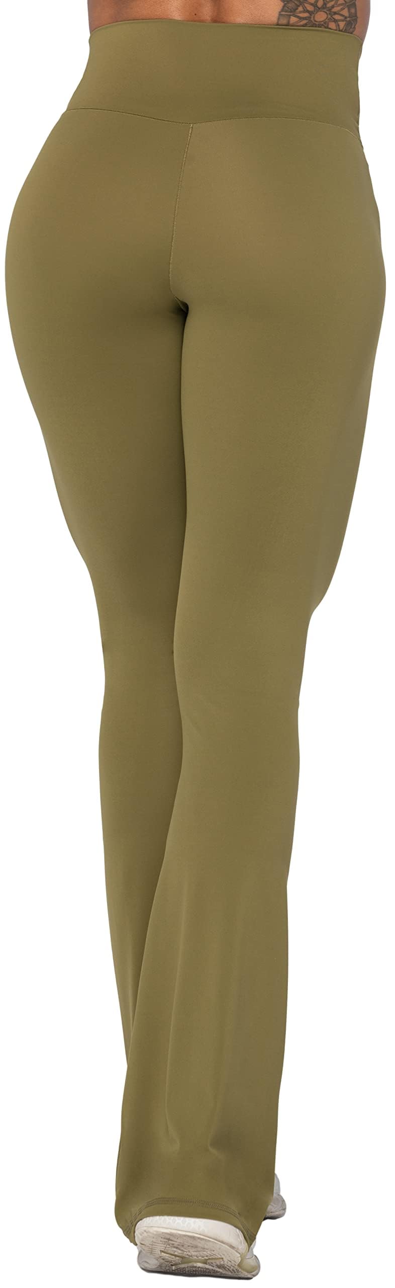 Sunzel Flare Leggings, Crossover Yoga Pants with Tummy Control, High-Waisted and Wide Leg, 34" Inseam, Martini Large