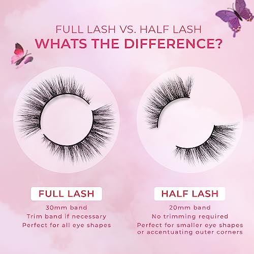 Lilly Lashes Butterfl'eyes Faux Mink Lashes, Half Lashes Natural Look & Feel, False & Reusable Eyelashes 20x, No Trimming + Easy to Apply, Round Style, Lash Glue not Included, 13mm (Sassy)