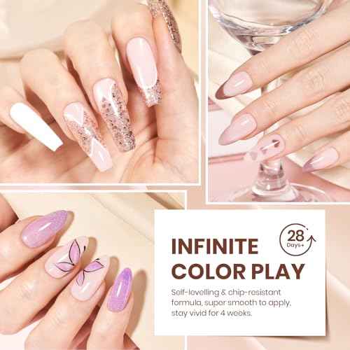 beetles Fall Gel Polish Set, 12 Colors Brown Purple Blue Gel Polish Glitter Neutral Autumn Nails Design Soak off Uv Led Lamp Needed Soft Pulse Nail Art Design Gifts for Women