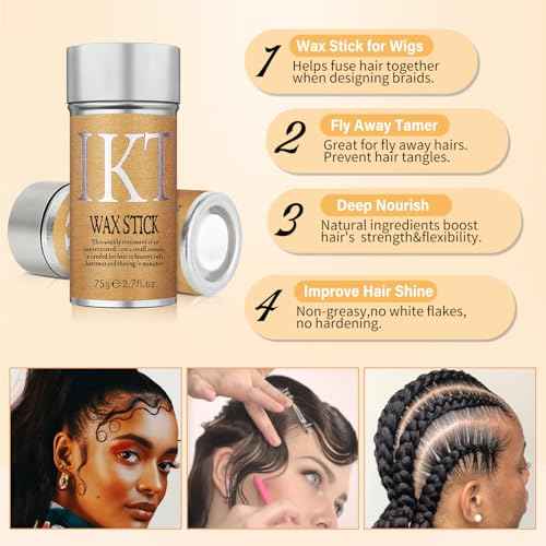 Hair Wax Stick Set for Flyaways, Slick Back Hair Finishing Tool Kit - Edge Brush Rat Tail Comb Set, Topsy Tail Tool - 10 Pcs