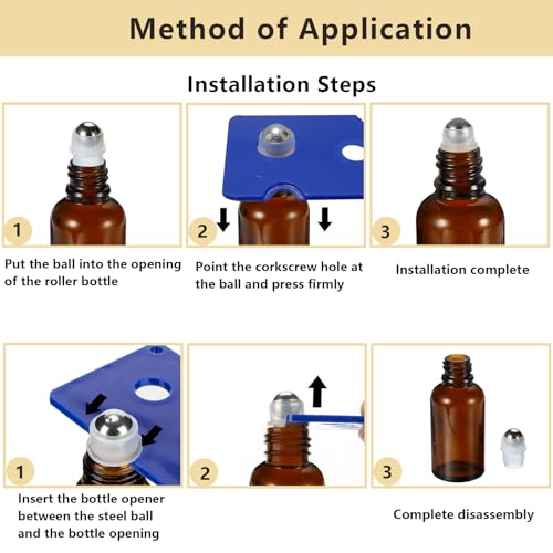 15ml Amber Glass Roller Bottles for Essential Oils, 4 Pack