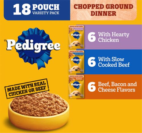 PEDIGREE Adult Canned Wet Dog Food Chopped Ground Dinner Variety Pack (18) 3.5 oz. Cans