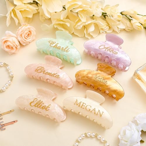 Personalized Gold Name Claw Clips for Women – Custom Engraved Hair Clips